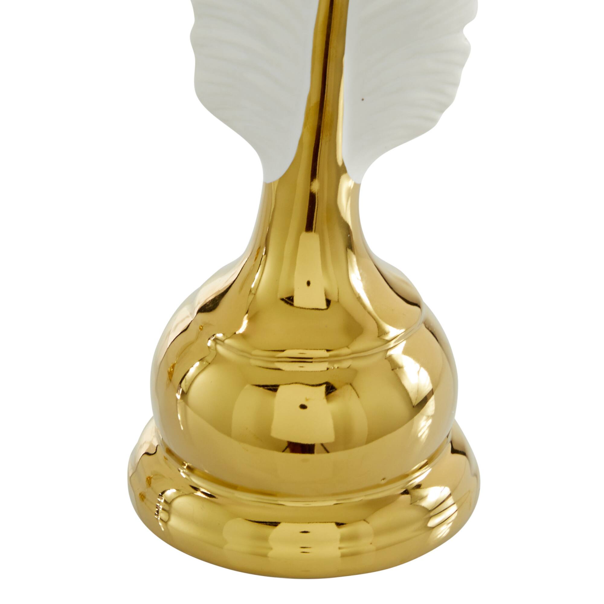CosmoLiving by Cosmopolitan Gold Porcelain Glam Feather Sculpture Set